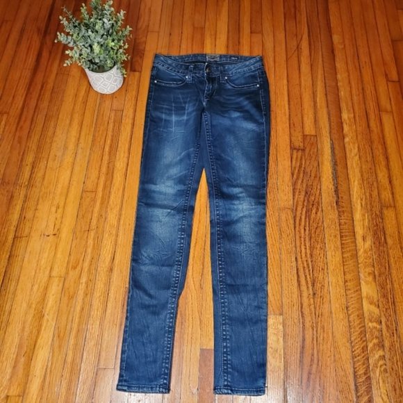 Express Rerock Skinny Jeans Whiskered Legging Stretch Denim Cotton Preppy Boho 0 - Picture 2 of 7